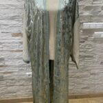 Kimono long en broché de soie vert eau