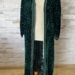 Kimono long en velours ajouré vert royal