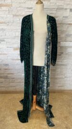 Kimono long en velours ajouré vert royal – Image 3