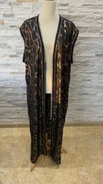Kimono long en tlija noir et or