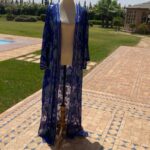 Kimono long en tlija bleu roi